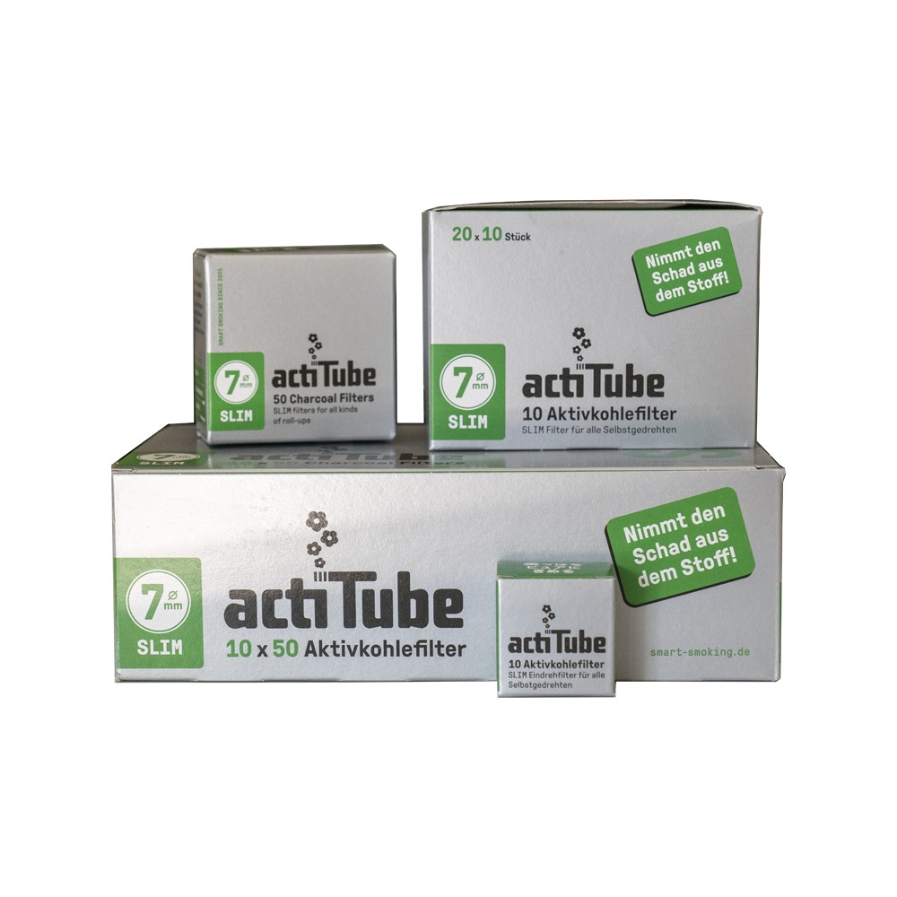 actiTube 10 x 50 Filtro Carboni Attivi 6mm Extra Slim 10 Boxe = 500 Filtri