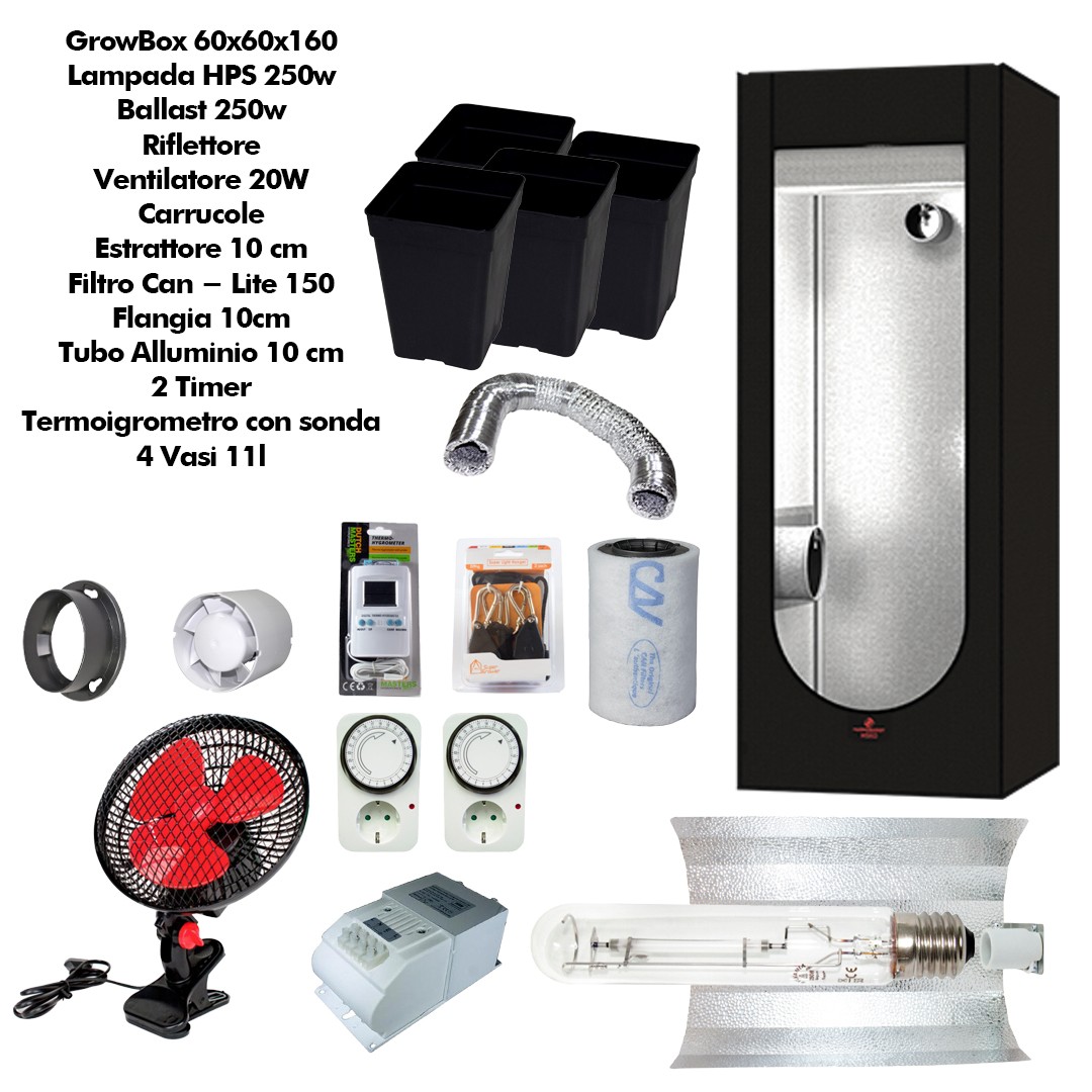 Kit Coltivazione - HPS250w - Box60x60 Kit Coltivazione - HPS250w - Box60x60